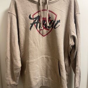 Ariat Tan Hoodie with Red and Black Logo